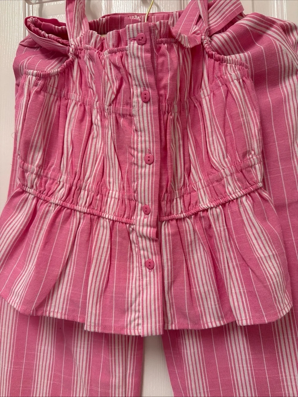 Tahari Girls Pink and White Striped Matching Set